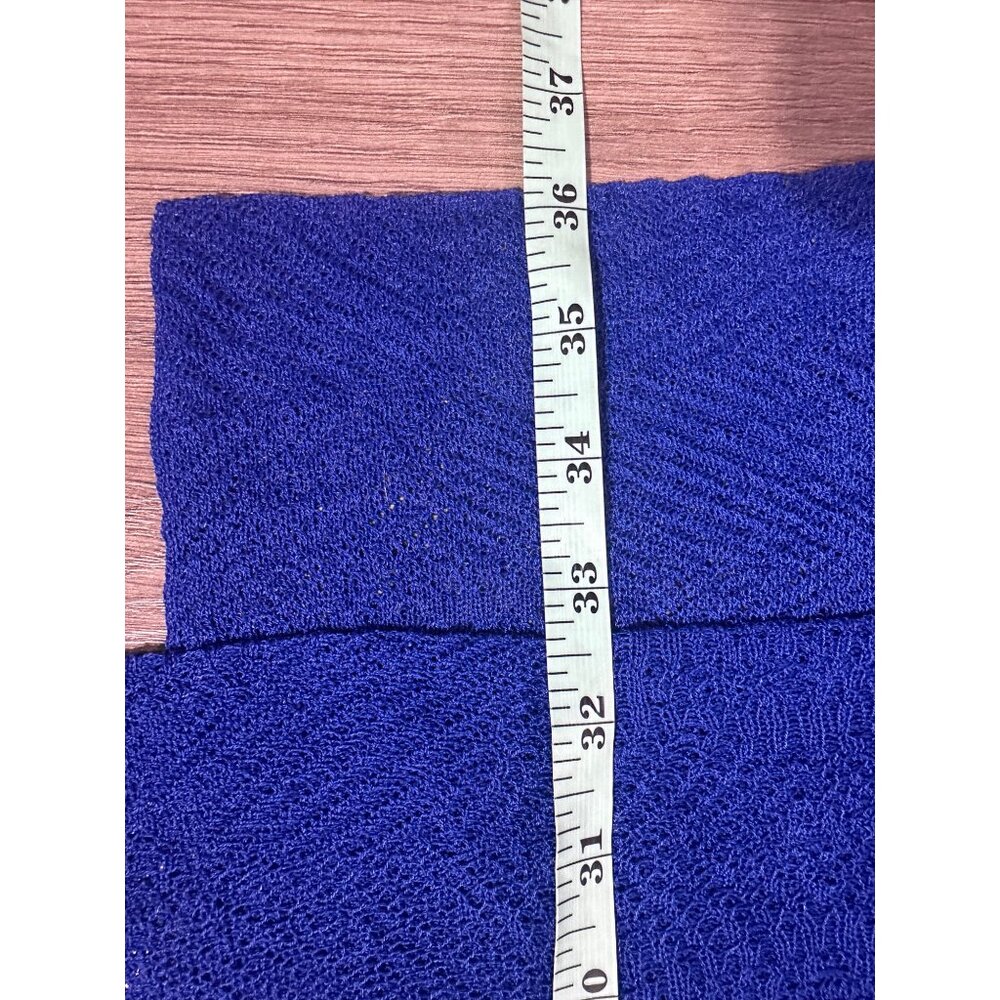 Eileen Fisher Adriatic Blue Rayon Nylon Crinkle Diamond Tunic Sweater Top M - Picture 7 of 9